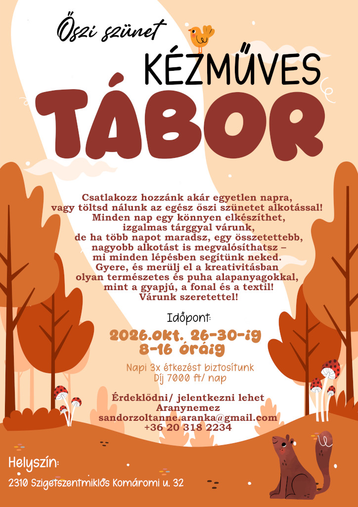 Őszi szünet kézműves tábor